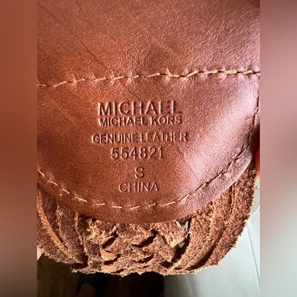 Michael Kors Tan Braided Leather Belt with Gold Buckle main image 5